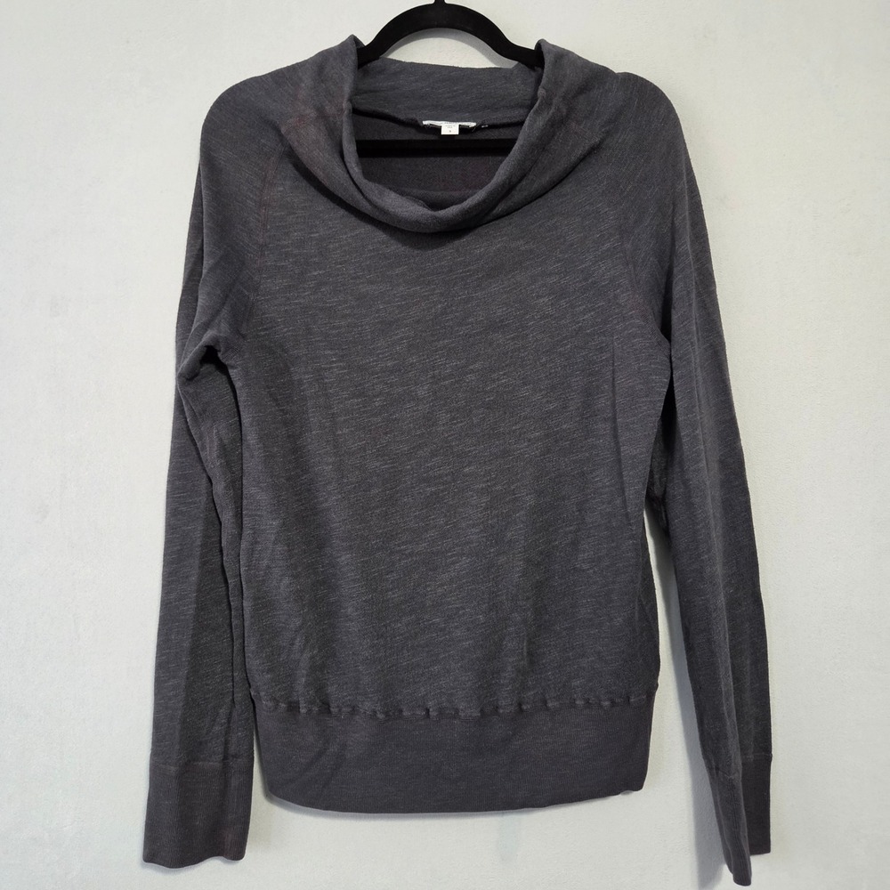 James Perse Cowl Neck Top Womens 3 L Gray Pullover Sweater Minimalist Athlesuire